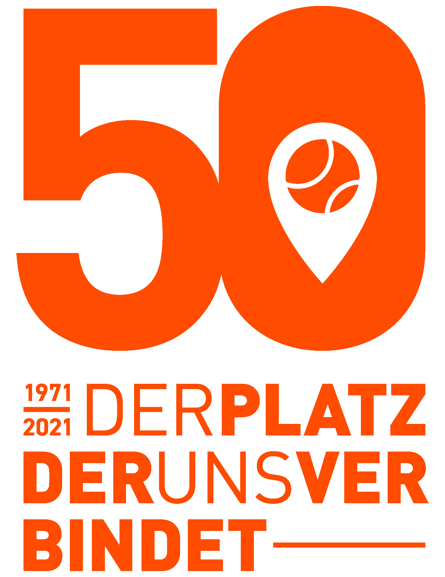 Logo RZ 50 Jahre Tennisclub orange Jahreszahl 1